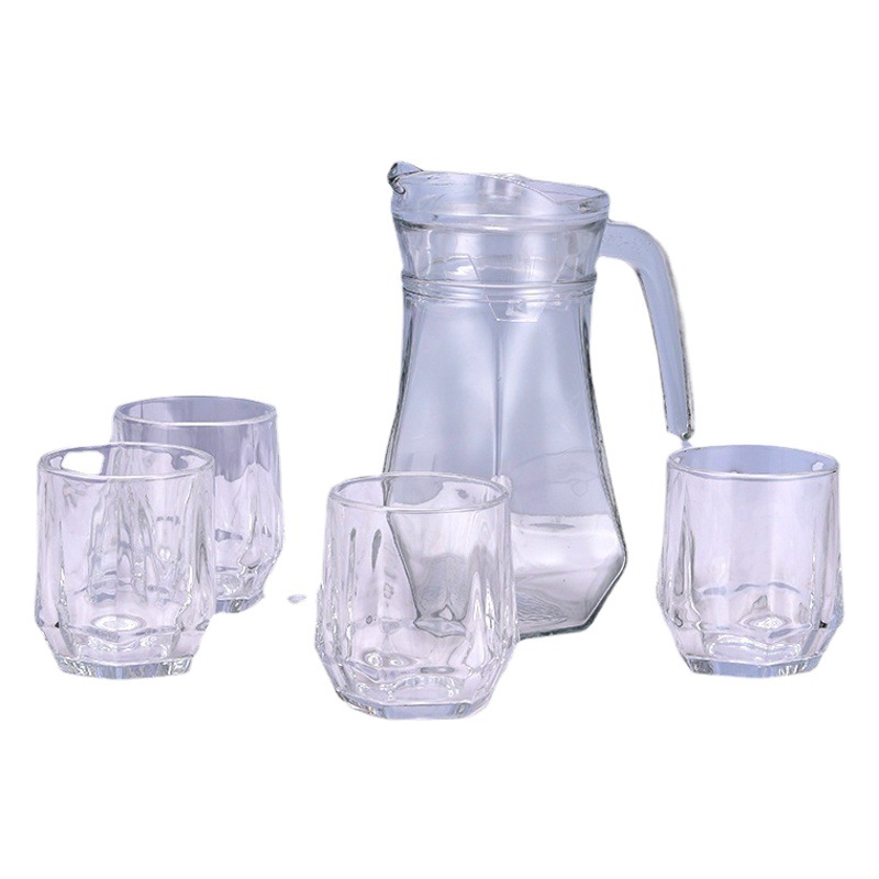 Hervidor de agua frío juego de cinco piezas taza para el hogar taza de vidrio de verano regalo simple juego de taza de agua de vidrio transparente