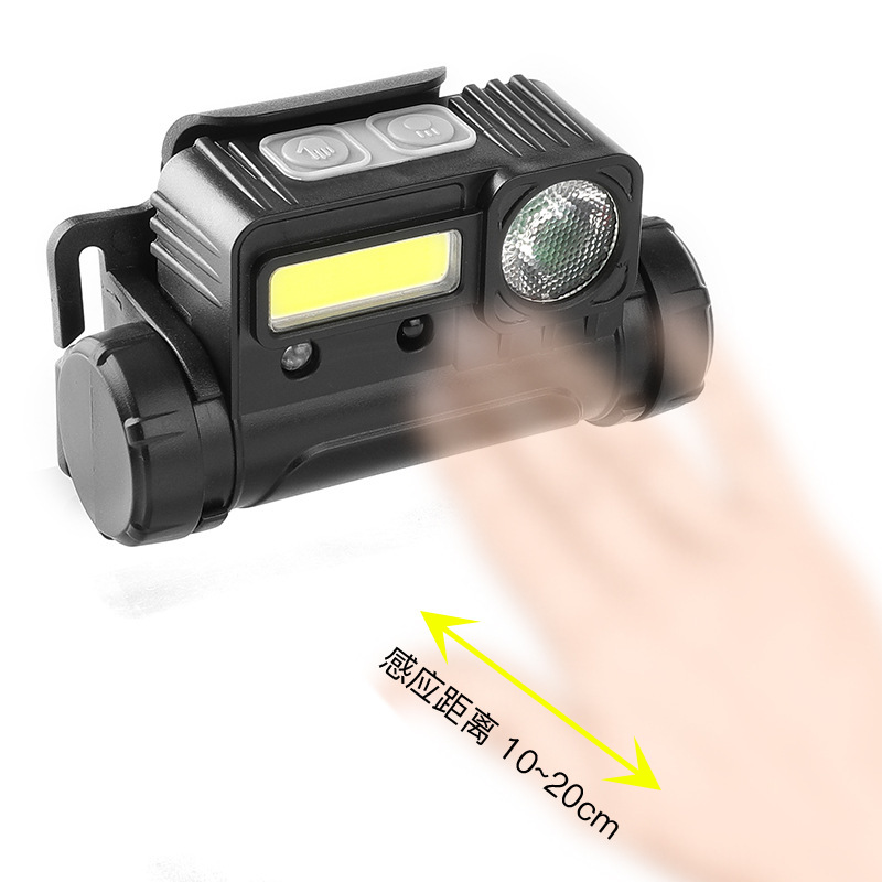 Onda transfronteriza inducción cabeza montada faro USB recargable luz de conducción al aire libre noche luz LED luz fuerte faro