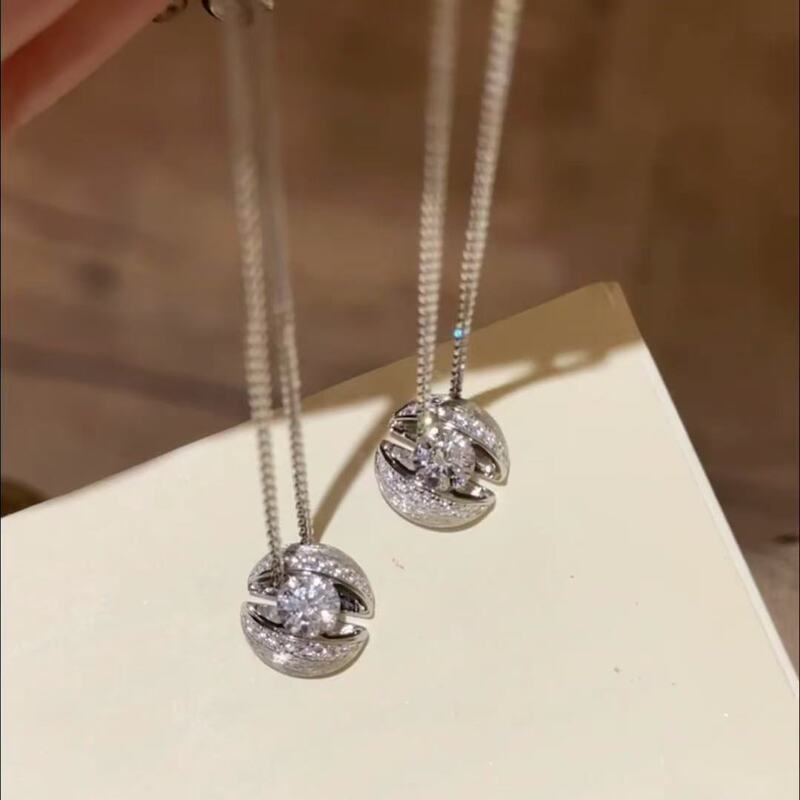 S925 スターリングシルバー中世スタイルブラッシュサスペンション惑星ネックレス女性のハイエンドの点滅絶妙なシルバーボールペンダント鎖骨チェーン|undefined