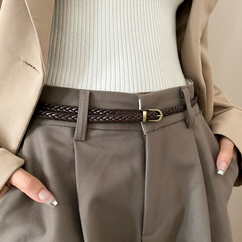 韩版休闲百搭编织细腰带女2025新款装饰配牛仔裤高级感复古皮带潮|undefined