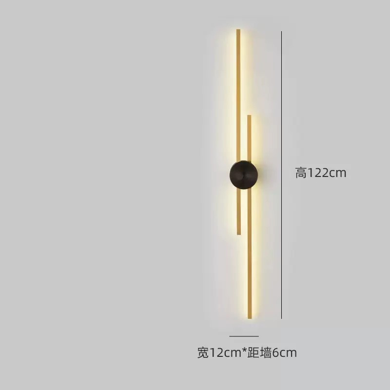 Minima rejilla larga sala de estar luz de fondo de pared de atmósfera Zhongshan minimalista moderna creativa estudio dormitorio lámpara de pared de cabezal de cama