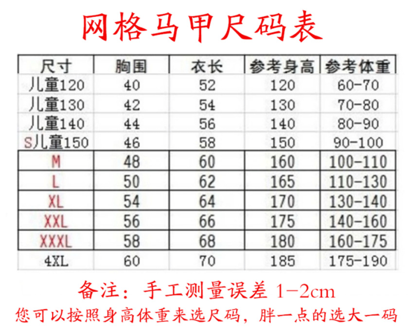 儿童+成人尺码表