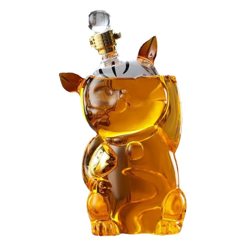 Creativo suerte gato forma artesanal botella de vino vidrio borosilicato vidrio botella de vino hogar vino tinto whisky vino