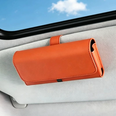 Car Leather Glasses Case, Car Glasses Clip/Bill Clip - orange
