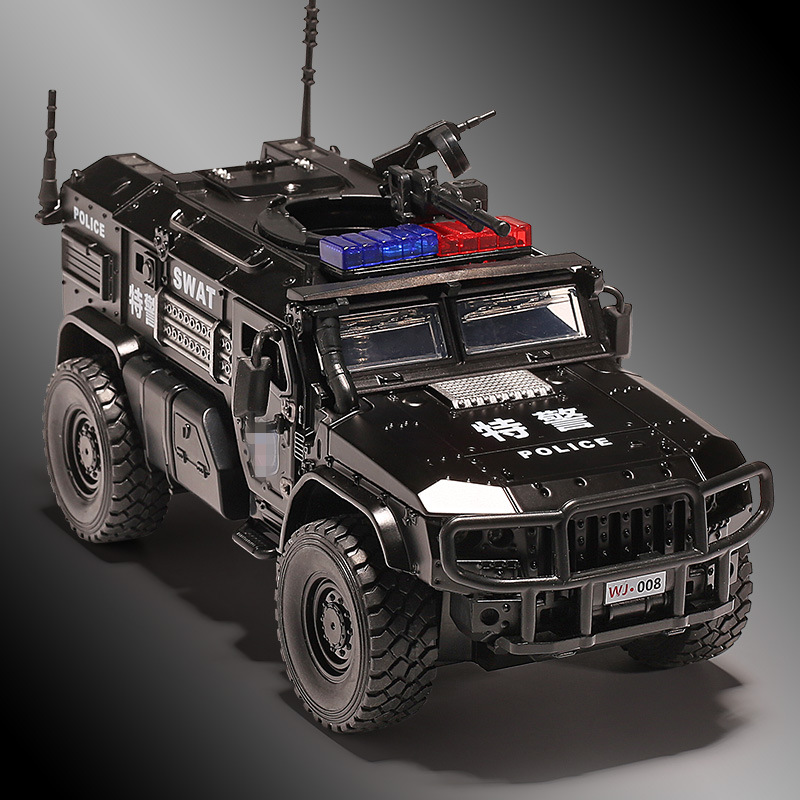 Special police armored car alloy model 1:32 simulation display piece with sound and light metal toy wholesale one-time drop shipping