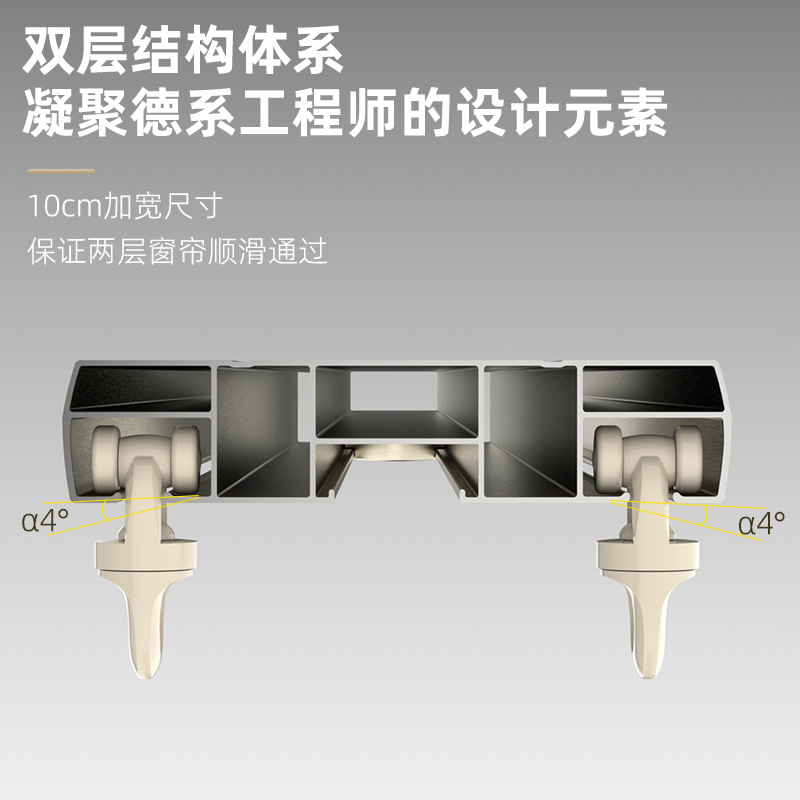PK7J Double-layer Curtain Track Top Mount Aluminum Alloy Dual-Track Silent Curtain Rod Guide Rail Track Slide Rail Integrated System
