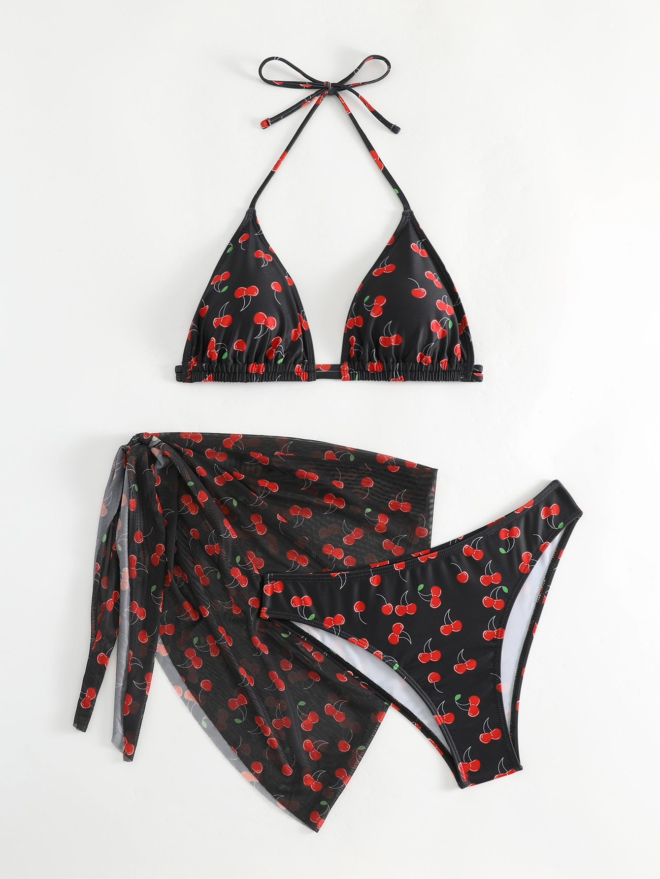 Women's Sexy Cherry 3 Pieces Set Bikinis Swimwear display picture 1
