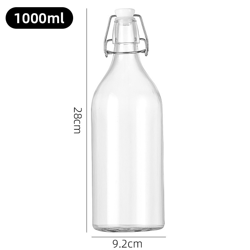 Botella de bebida de vino de fruta transparente botella de enzima de sellado botella de leche botella de jugo botella de aceite doméstica botella de vidrio de sellado de presión