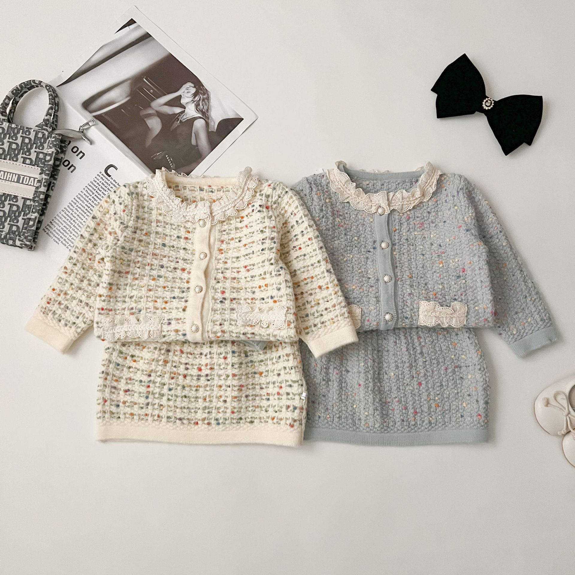 Baby Mädchen Strickset Im Fragrant Style Modische Kinderkleidung_voghion.com