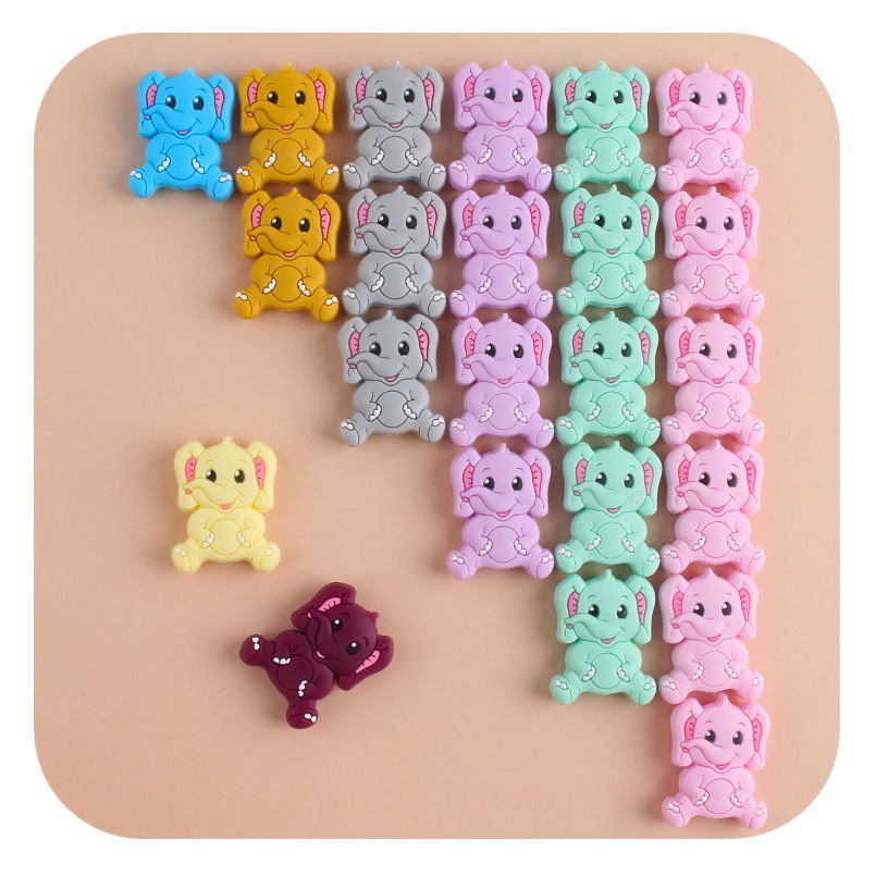 Creativo DIY bebé suministros de dibujos animados elefante cuentas de silicona juguete mordedor bebé molar chupete cadena pulsera Accesorios