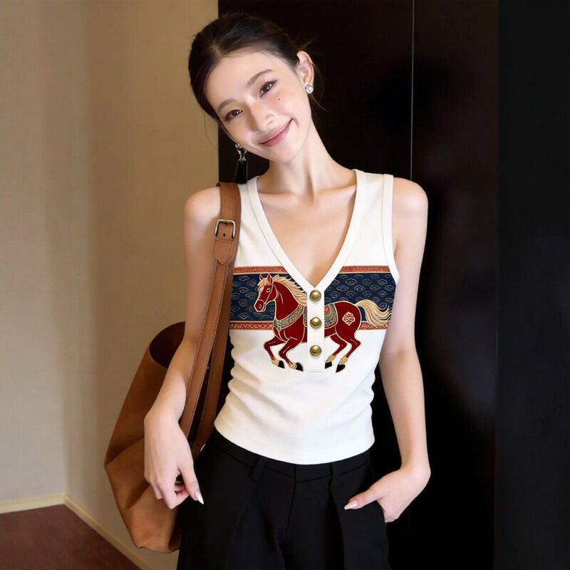 Off-Shoulder Stylish Niche Women's Vintage Camisole Slim-Fit Slimming Knit Versatile Colorful White Top Off-Shoulder Stylish Niche Women's Vintage Camisole Slim-Fit Slimming Knit Versatile Colorful White Top