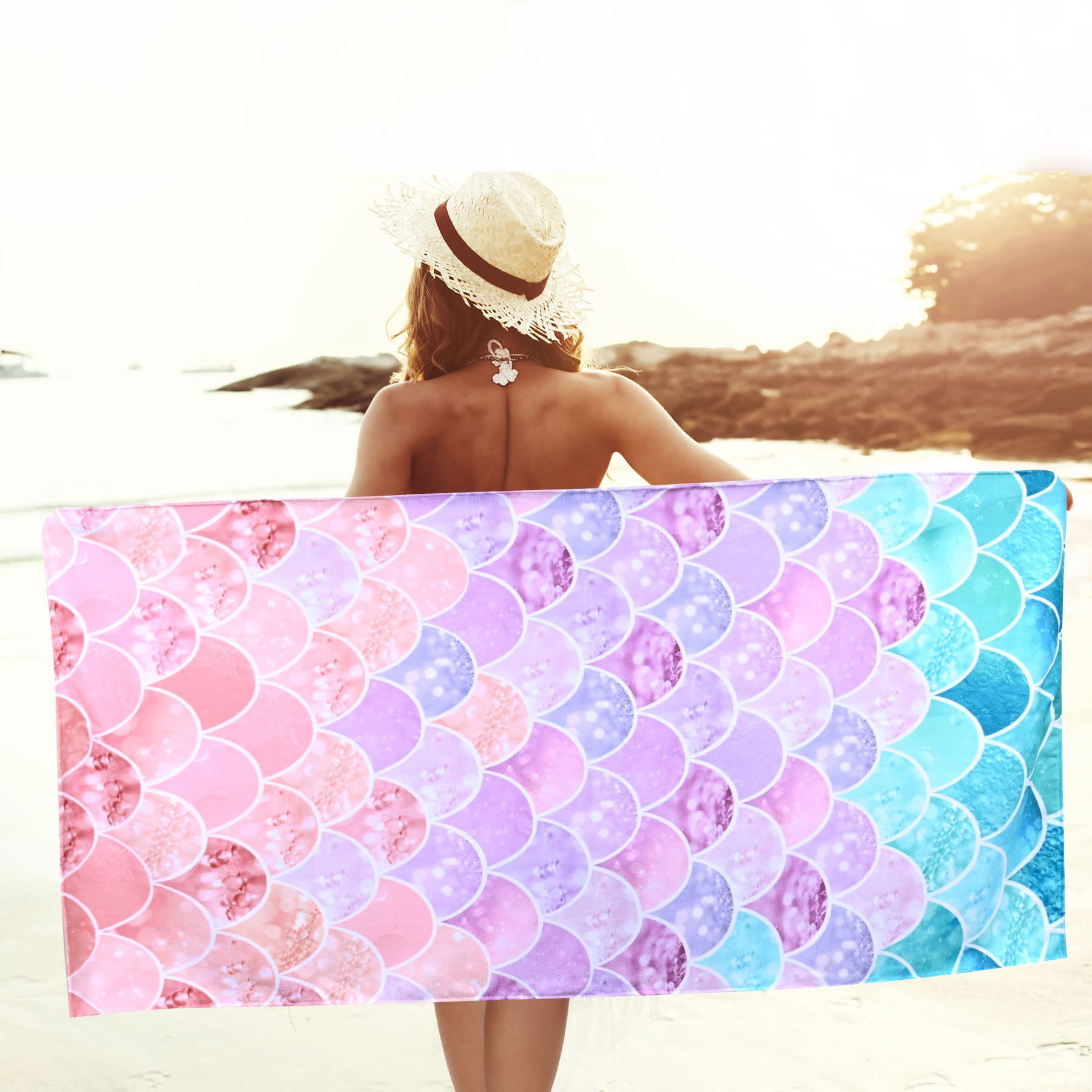 Little Mermaid Beach Towel Soft Microfiber Quick Drying Absorbent…