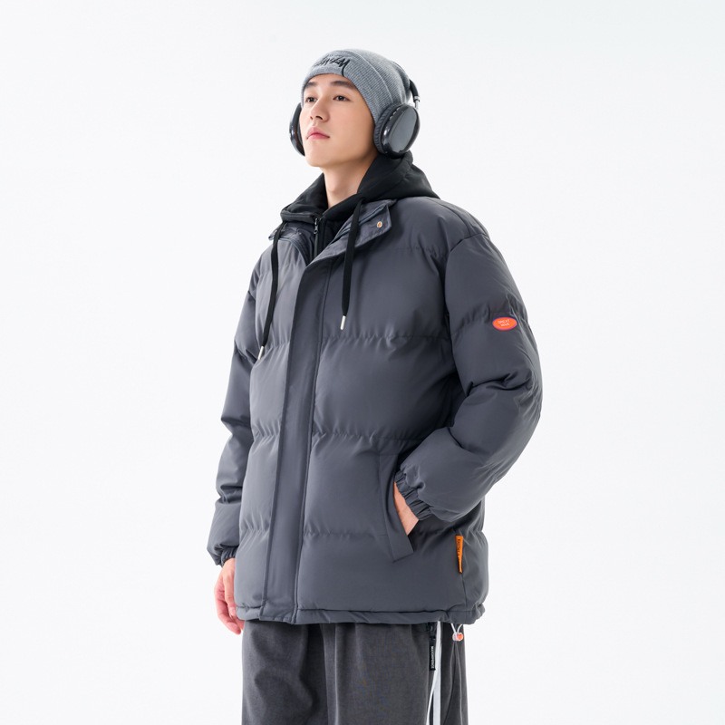 Nuevo abrigo de algodón acolchado estilo Hong Kong de los hombres suelta más tamaño falso Abrigo con capucha de dos piezas marca de moda engrosada ropa de invierno abrigo de algodón acolchado de pareja