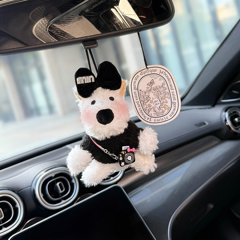 2025 New Car Hanging West Highland Car Pendant Rearview Mirror Pendant Doll Car Interior Accessories Cute Gift for Girls