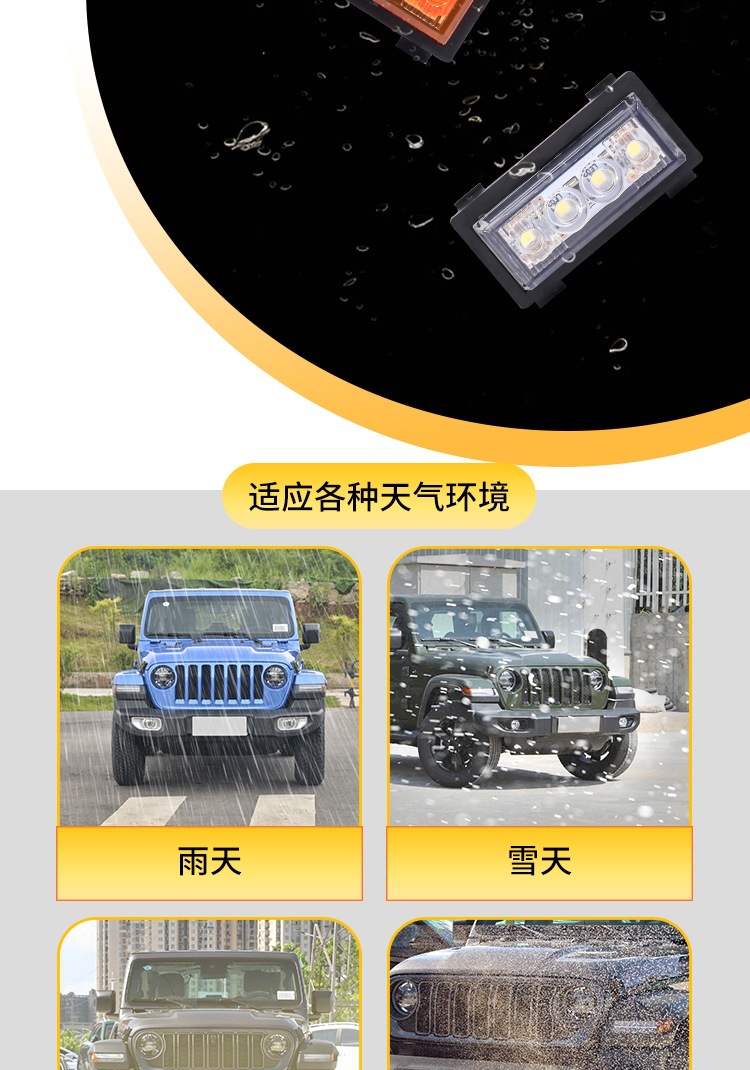 Suitable for Jeep Wrangler Jl18-23 Model Year Dedicated Front Grille Small Yellow Light Seven-Color App Rgb Daytime Running Light