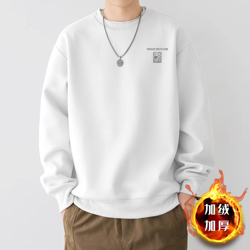 Añadir camisa de cuello redondo de vello para hombres primavera y otoño estilo americano camisa pesada nueva chaqueta de pareja de moda de gran tamaño