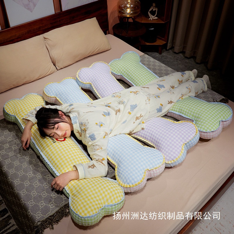 Almohada Cilíndrica en Forma de Hueso de Algodón Desmontable para Cama image 5