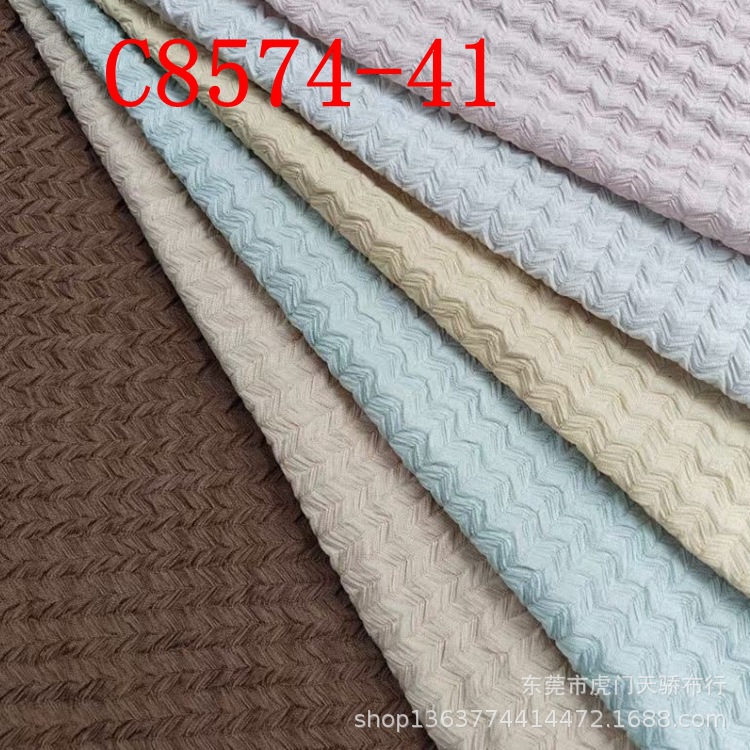 春夏新款针织涤氨皱皱布 镂空水波纹 时尚女装 饰品 泳装提花面料