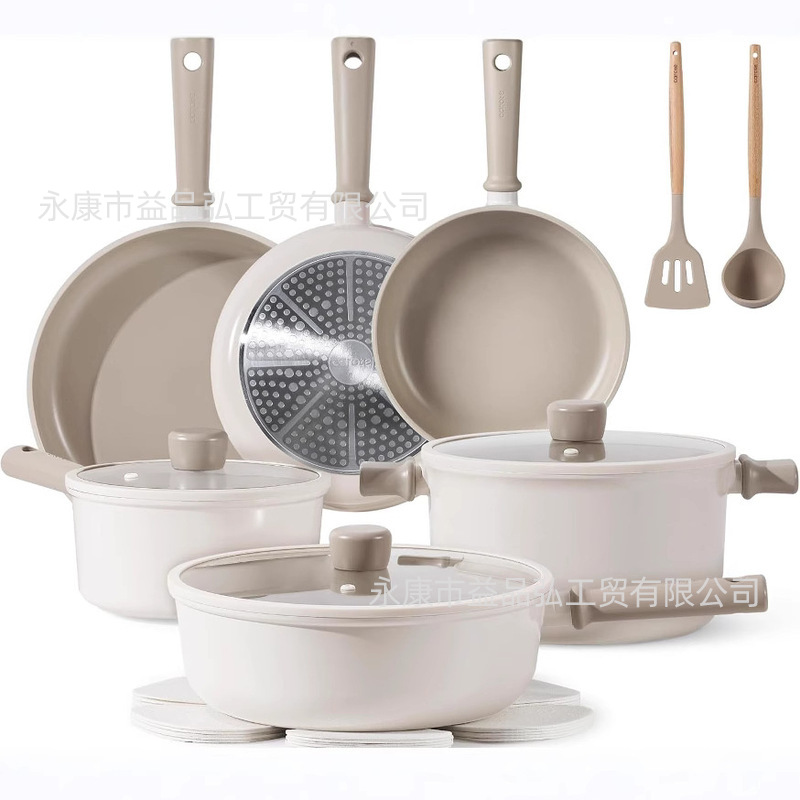 Nueva olla antiadherente de aleación de aluminio de piedra Maifan, juego de olla, hogar, freír y freír portátil, olla de sopa, cocina de inducción al por mayor