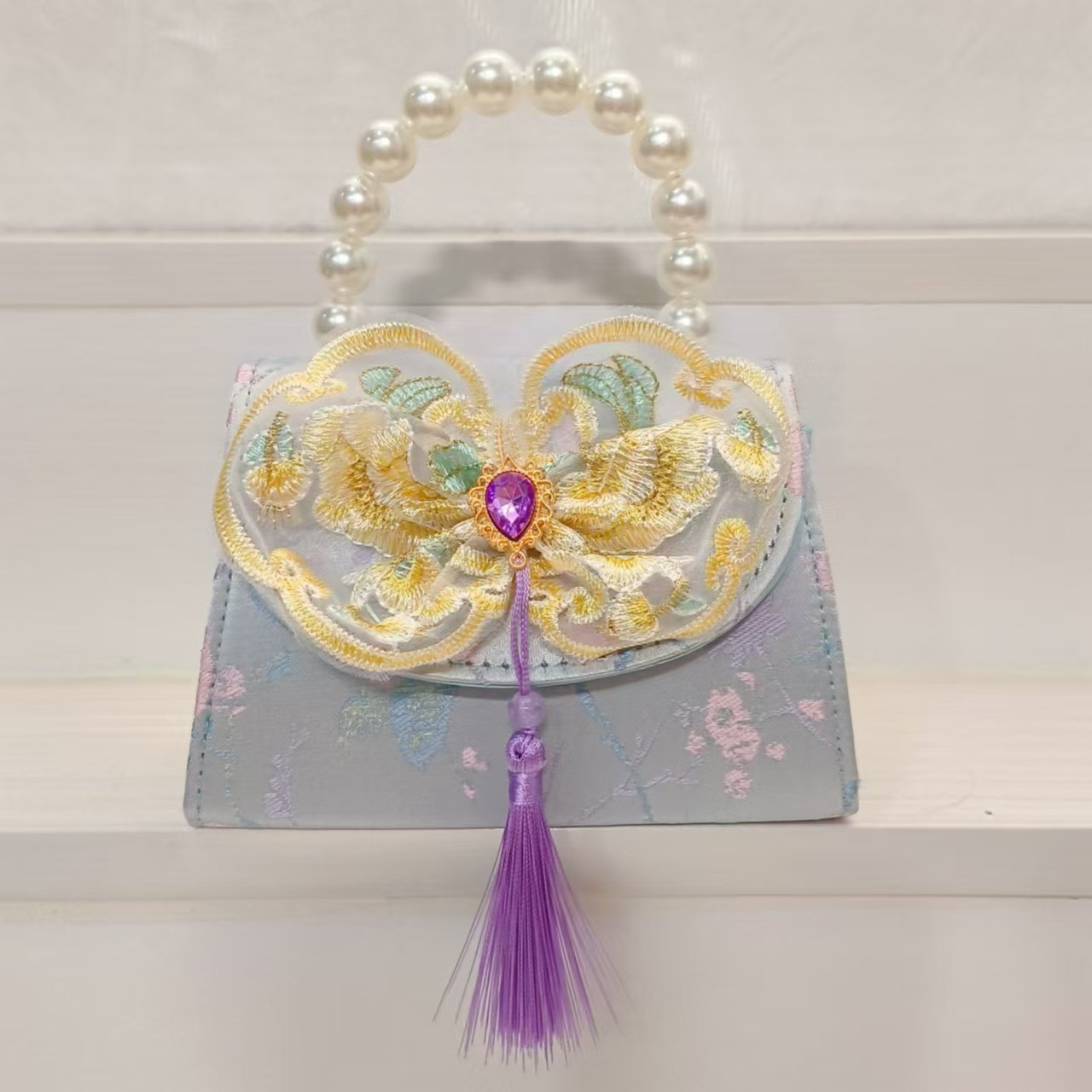 Bolso de perla arco de estilo nacional bolso de princesa bolso de Año Nuevo bolso de Año Nuevo bolso de accesorios para niños