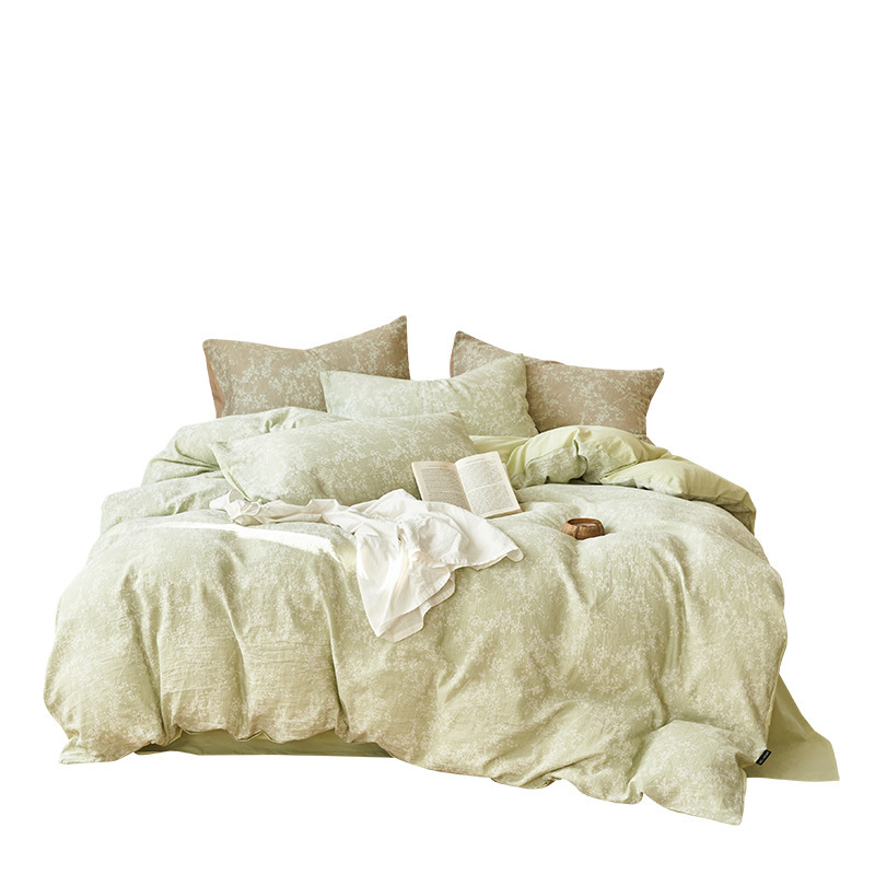 Una clase de algodón de tres capas de hilo de cuatro piezas de algodón puro simple Jacquard sábanas de cama de tres piezas de ropa de cama