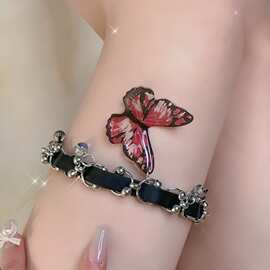 重工蝴蝶Y2K小众项圈腿链复古风潮ins锁骨腿链