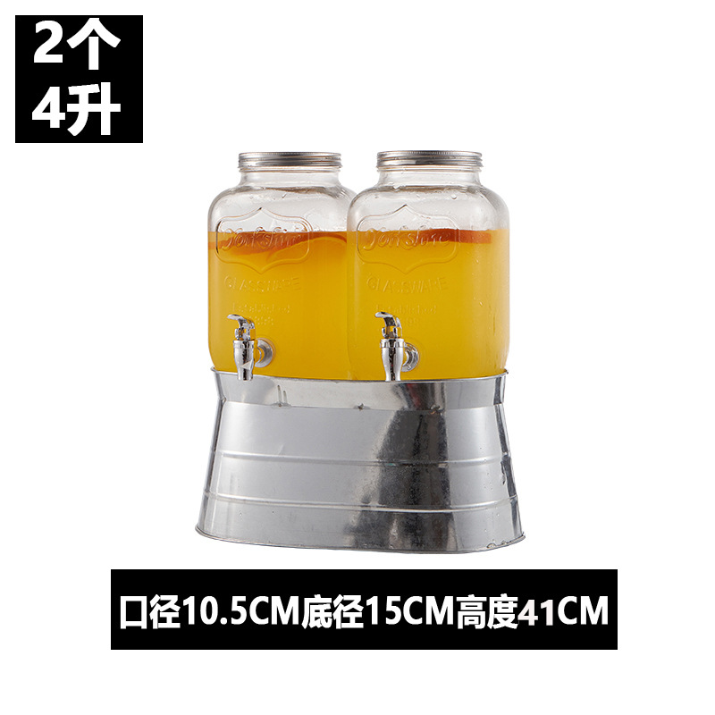 Frasco de vidrio con grifo Cola cubo fruta té jugo cóctel tarro vino barril enzima hervidor frío gran capacidad hogar