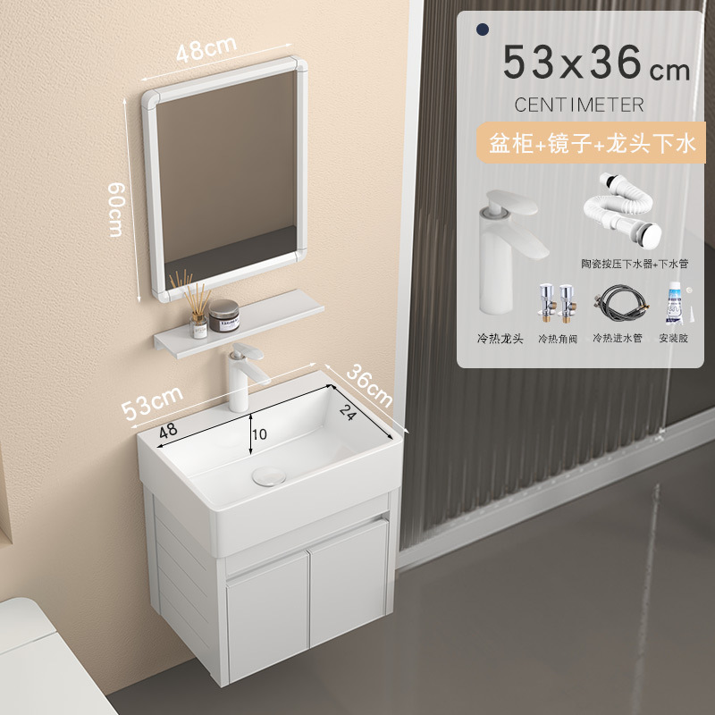 Engrosado espacio gabinete de baño de aluminio pequeño apartamento lavabo Mini lavabo de baño lavabo integrado lavabo de cerámica