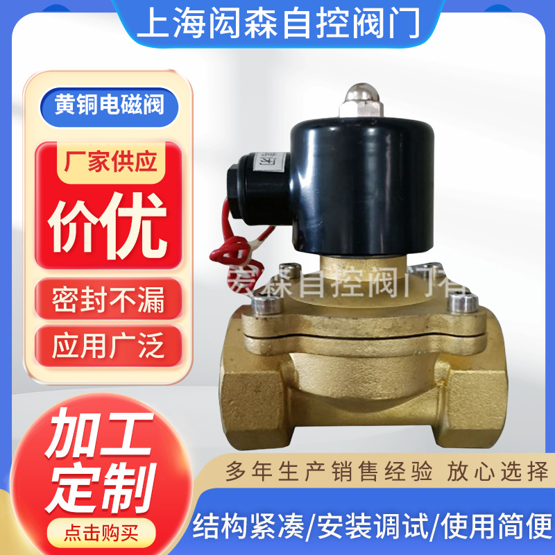 2W系列黄铜电磁阀 常闭电磁阀内螺纹电磁阀黄铜阀体