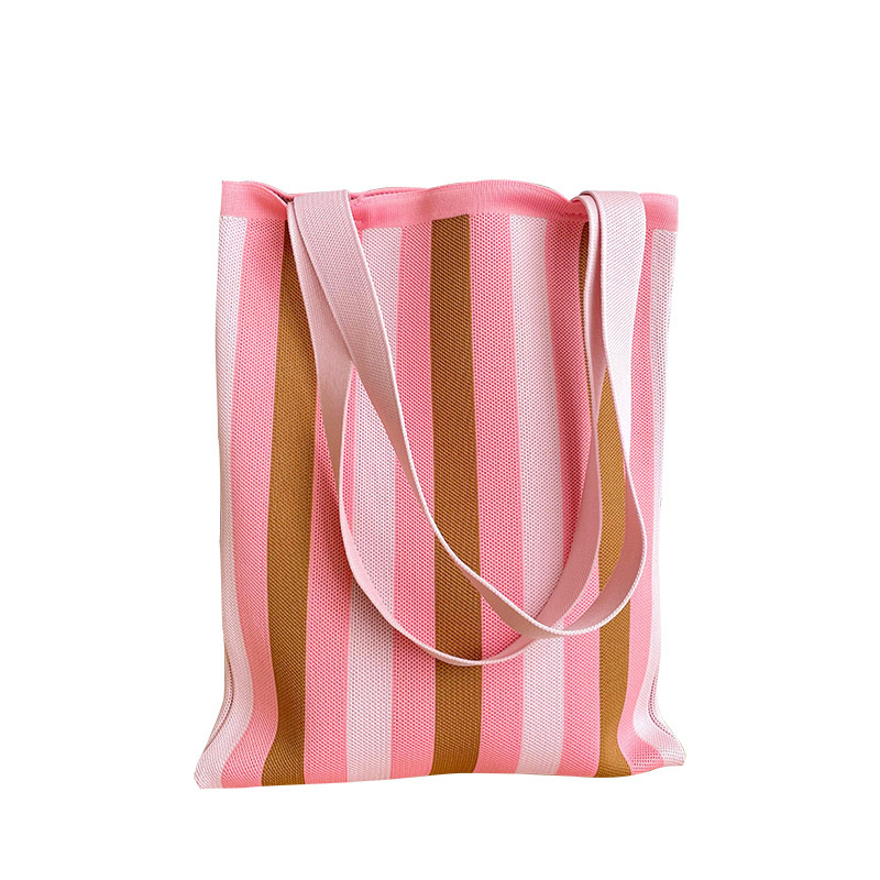 Estilo coreano nicho de diseño de color de contraste de rayas de punto bolso de hombro simple todo partido de gran capacidad bolsa de compras bolso de las mujeres