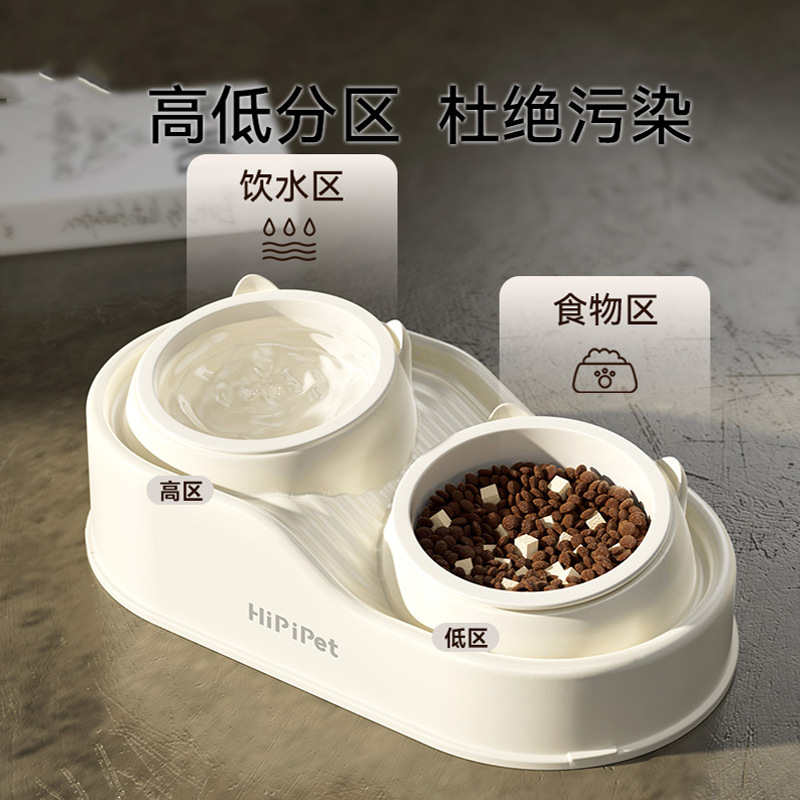 Suministros transfronterizos para mascotas, área de humedad de alimentos, tazones dobles de cerámica para gatos lindos, tazones para gatos anti-volcado, tazones para beber, tazones para perros, tazones para mascotas