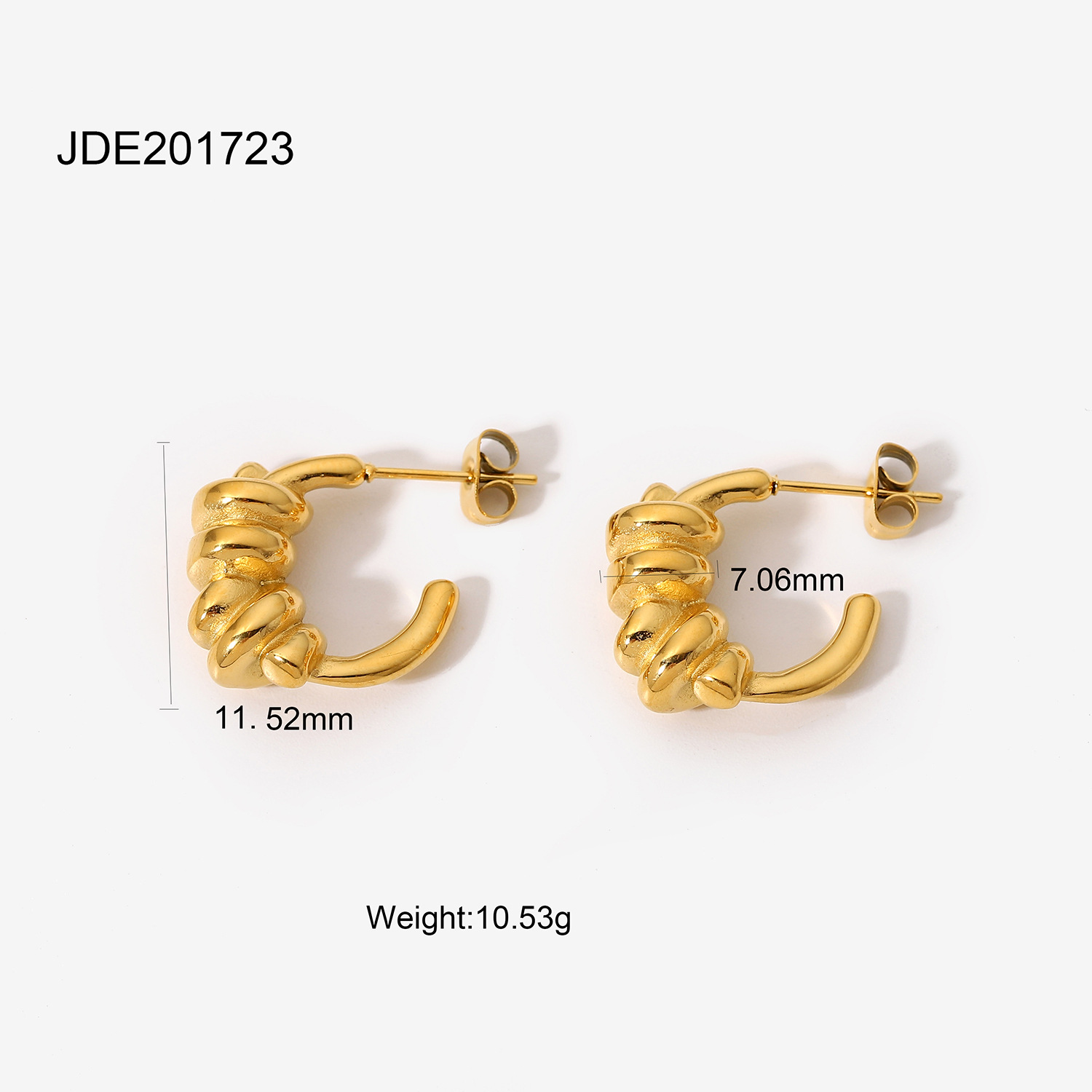 Fashion Style 18k Gold Stainless Steel Retro Winding C-shaped Earrings Geometric Earrings display picture 7