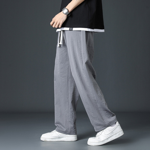Men's Spring Trend Loose Straight Leg Wide Leg Long Pants, Japanese Retro Sport Spring Autumn Casual Pants