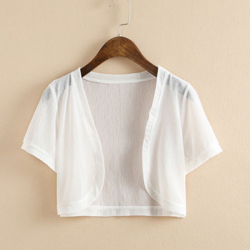 女性用小さなショール、夏用シフォン日焼け止め服、空調シャツ、薄手コート、小さなチョッキ、大きいサイズ、万能カーディガン、ショートスタイル|undefined