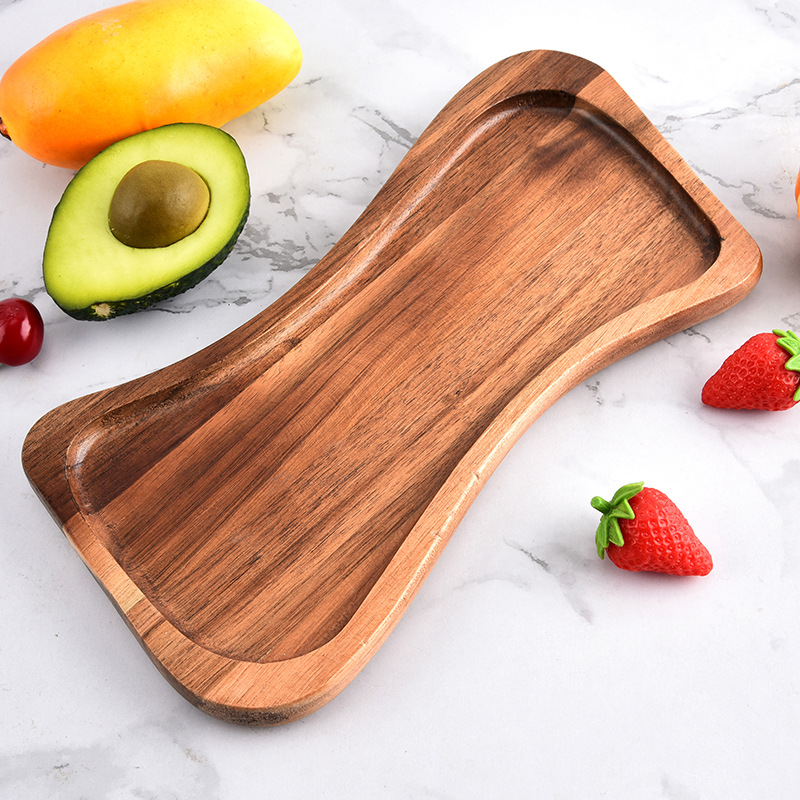 Selección transfronteriza estricta bandeja japonesa bandeja de carne de res de frutas platos de verduras platos de madera japonés bandeja de cintura de abeja de madera sólida