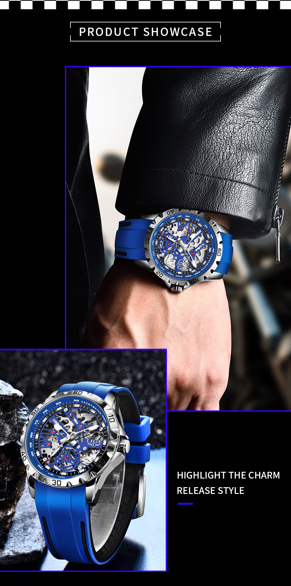 Men's Automatic Mechanical Watch Skeleton Luminous Waterproof_voghion.com