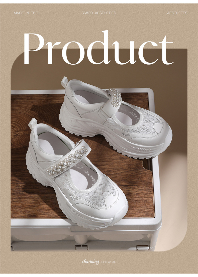 Giày sneaker nữ chunky đế dày da lưới thoáng khí đính đá khóa dán mùa hè 2025 — JST 7209 Trắng, JST 7209 Bạch Lan, JST 7192m màu, JST 7192 màu đen chi tiết 3