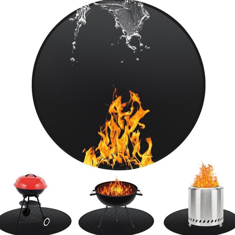 Outdoor camping barbecue fireproof insulation mat, flame-retardant round household cassette barbecue rack fireproof mat, economical type