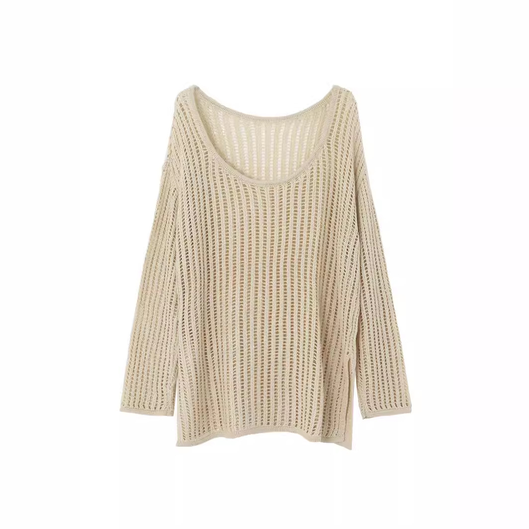 Chaqueta de Punto Calada para Protección Solar de Viscosa Manga Larga
