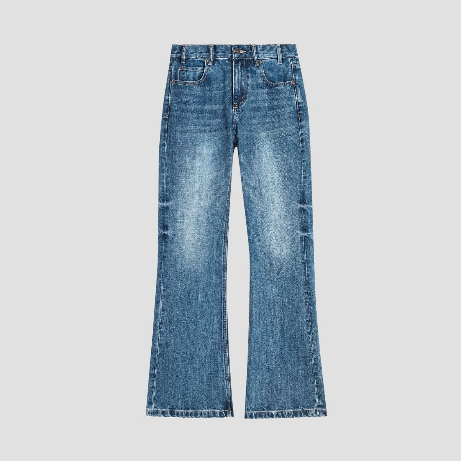 "Длинноногий партнер" старый мойка ретро дикие прямые джинсы синий