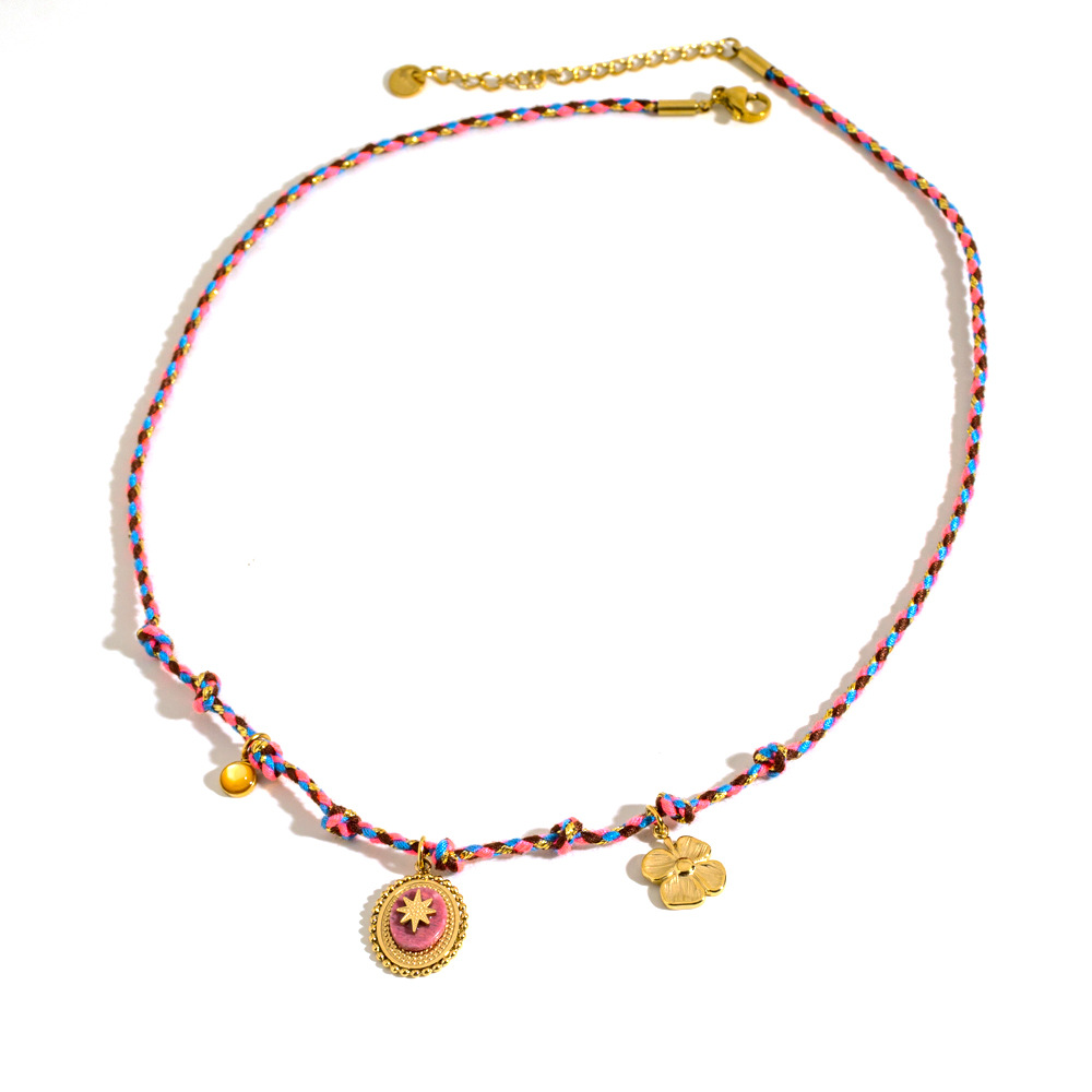 Women's Gender IG Style Style PVD Coated Real Gold Plated Sun Star Heart Shape Rope Titanium Steel IG Style Waterproof Non Tarnish Rope Multi Charms Necklace