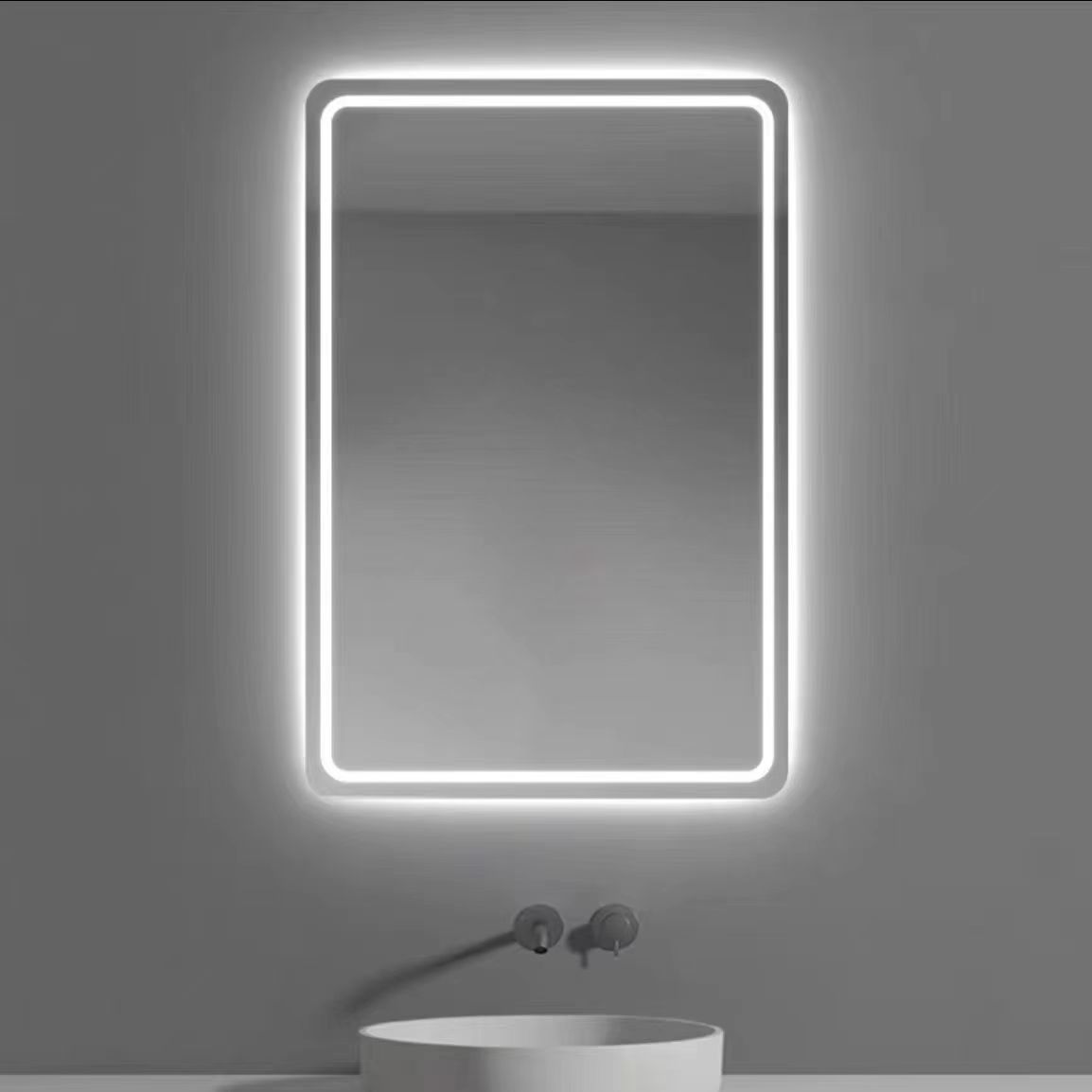 Espejo inteligente pantalla táctil LED espejo de baño de pared inodoro anti-nebble espejo de maquillaje con lámpara espejo de pared