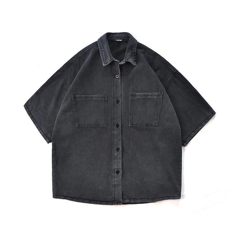 Men's Denim Short-sleeve 2026 Summer Hong Kong Style Cool Three-quarter Sleeve Jacket Ins Korean Version Trendy Loose_voghion.com