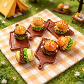 仿真食玩微缩排骨牛肉汉堡 娃娃屋场景摆件diy钥匙扣挂件手工材料