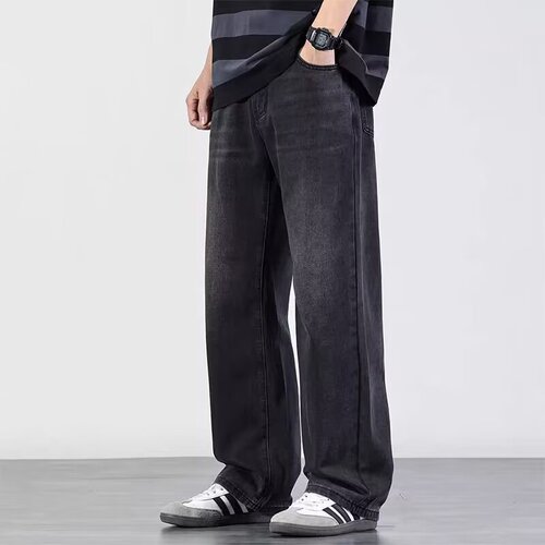 Foreign trade cross-border export jeans men's 2025 spring and summer straight loose men's pants wide-leg casual pants trend