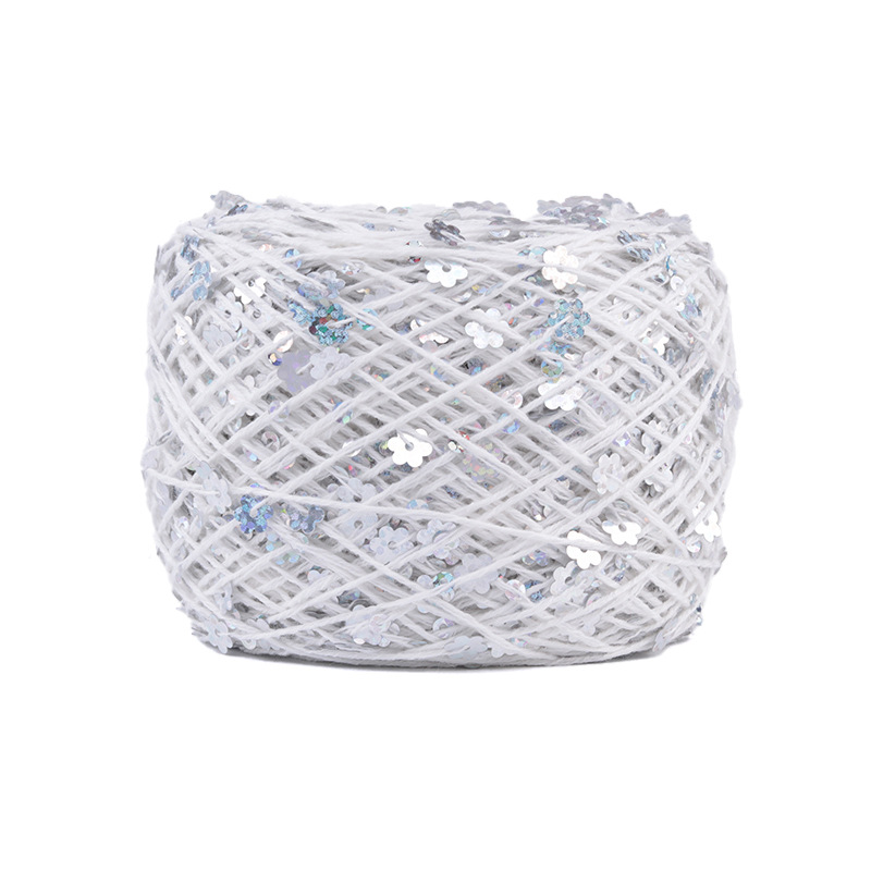 50g algodón lentejuelas hilo 3mm + 6mm peinado tamaño de lujo lentejuelas mano hilo tejer precio al por mayor