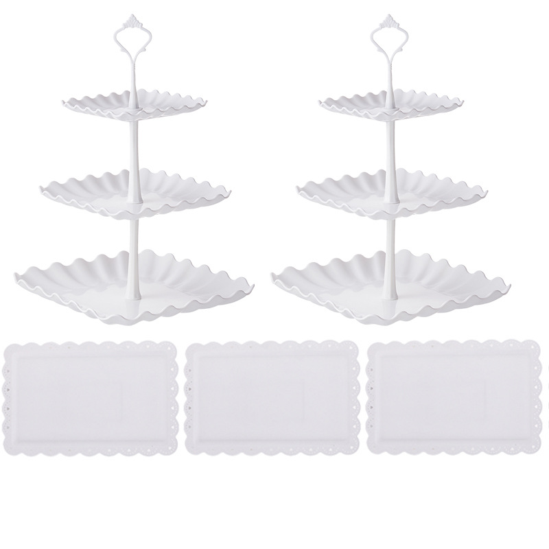 De estilo europeo de 3 capas plato de merienda plato de fruta té de la tarde postre soporte de exhibición mesa de postre soporte de la torta mesa de combinación de la torta