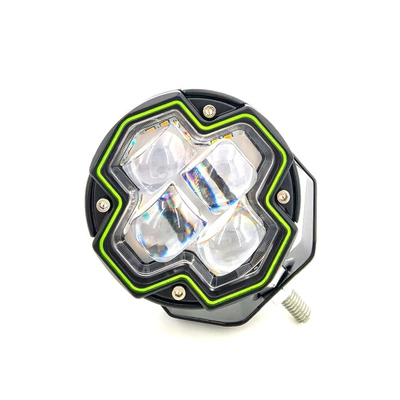 Motorcycle Led Spotlight Four-Bead Lens Electric Car Light Far and Near Integrated External Modified Headlight Angel Eye Flash (Motorcycle headlights, headlights) - angel-eyes-explosion-yellow-light-white-light-single-package-including-bracket-screw-package