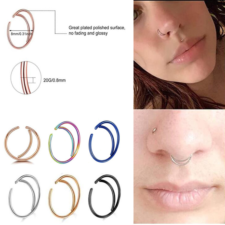 Simple Style Solid Color Stainless Steel Plating Nose Ring 1 Piece display picture 1