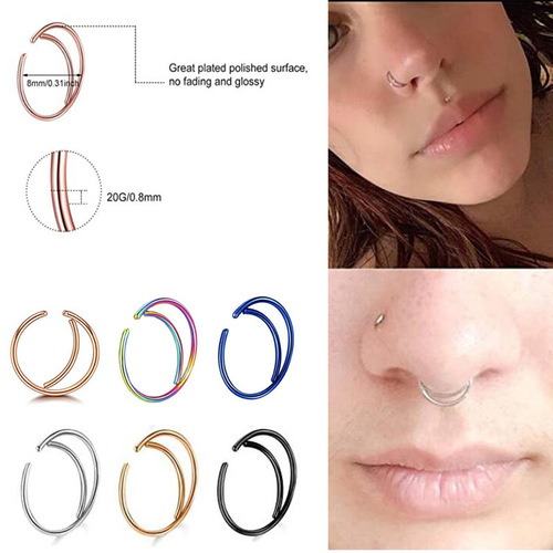 European and American stainless steel moon nose ring moon nose nail Amazon piercing jewelry moon nose ring